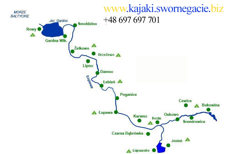 Rzeka Łupawa - mapa