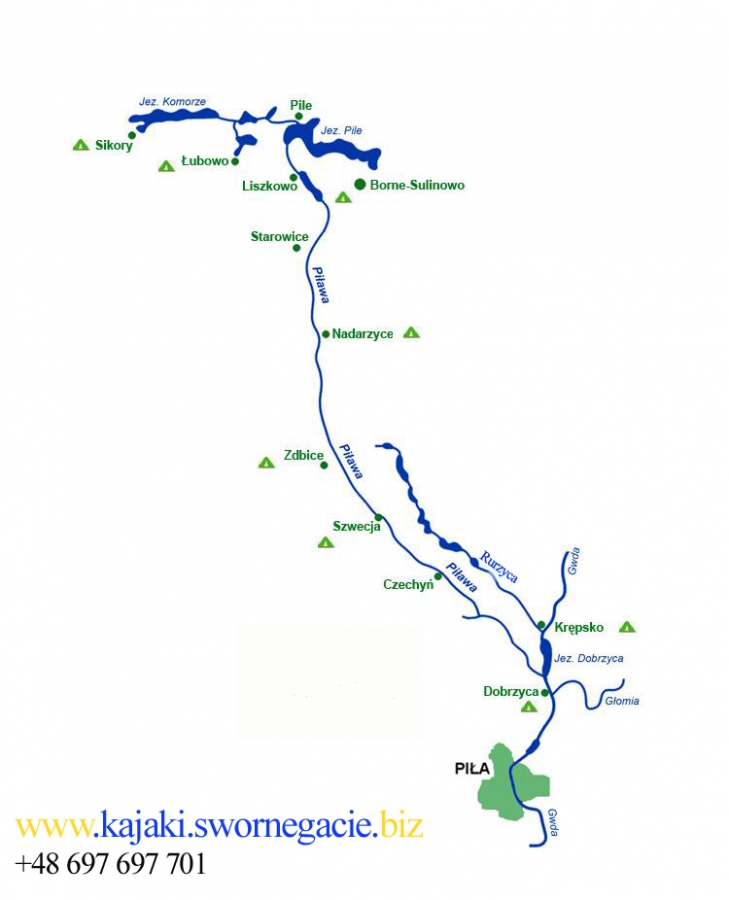 Rzeka Piława - mapa