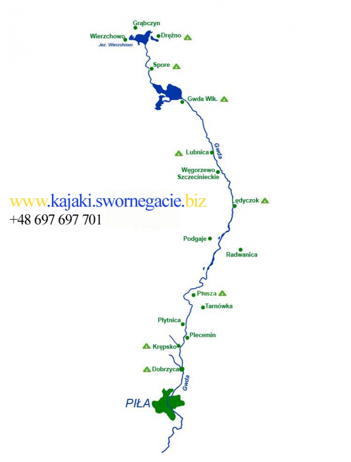 Rzeka Gwda - mapa