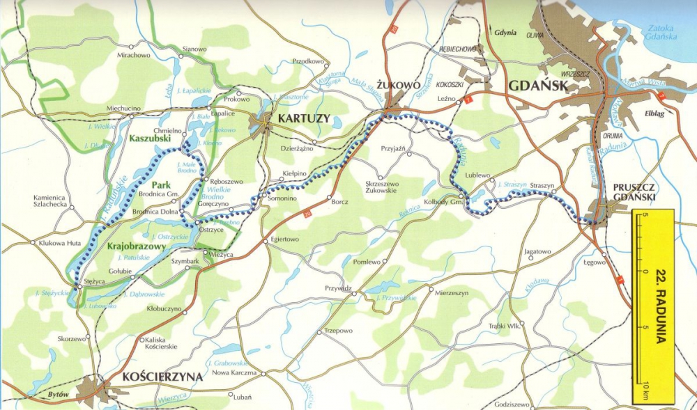 Rzeka Radunia - mapa