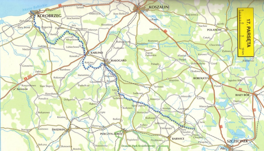 Rzeka Parsęta i Radew - mapa